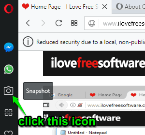 click snapshot icon