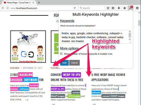 Multi-Keywords highlighter keywords in action