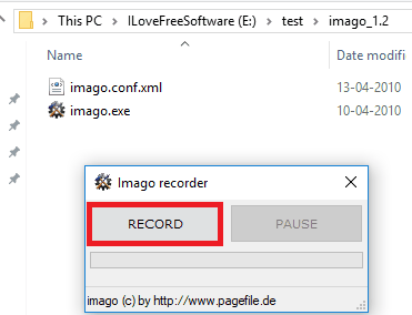 imago recorder start recording