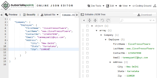 online json editor download