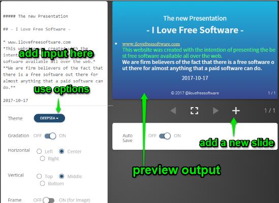 create markdown presentation