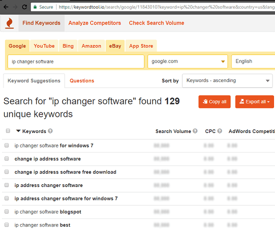 keyword tool io