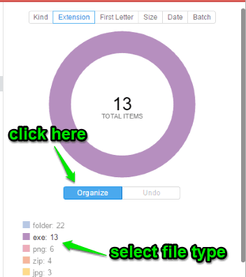 select file types and use organize button