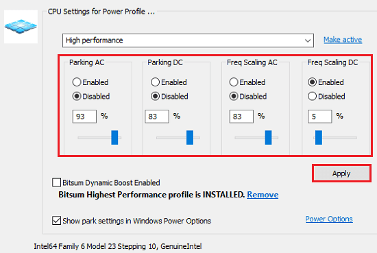 ParkControl – Tweak CPU Core Parking and More