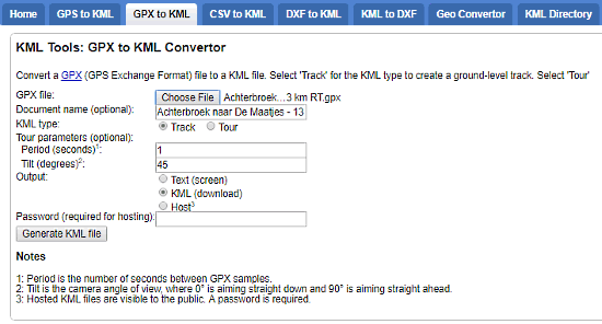 GPX KML Converter