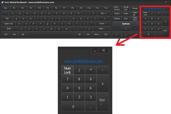 numpad virtual keyboard