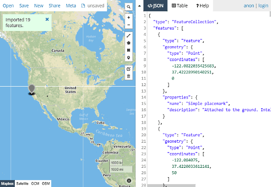 reaconverter converting geojson to svg