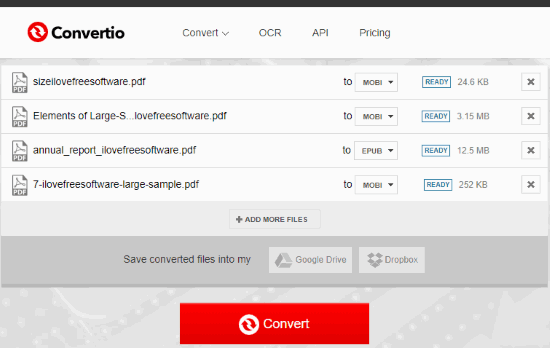 Convertio PDF to MOBI