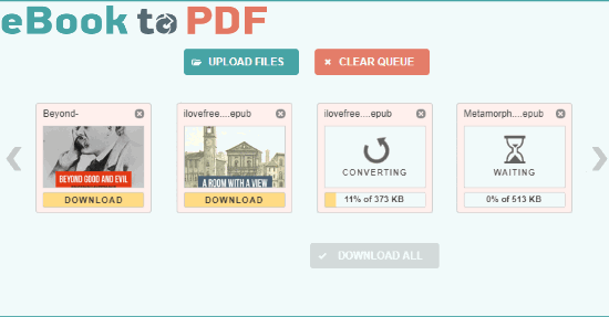 eBook to PDF interface