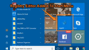 pin registry editor to windows 10 start menu