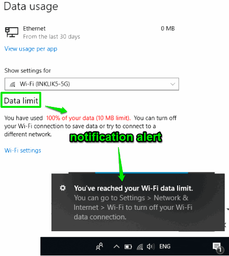 wifi data limit reached alert
