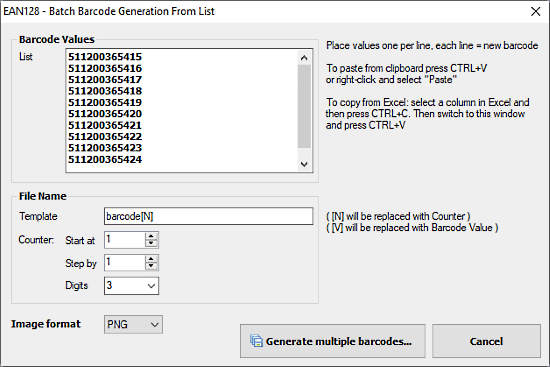 bulk barcode maker