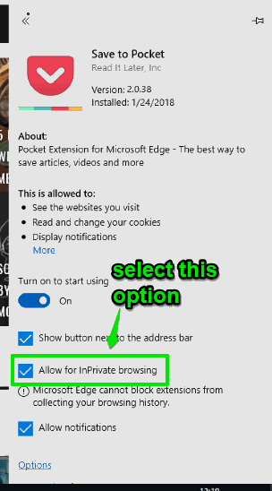 click allow for inprivate browsing