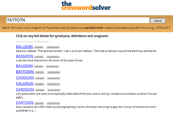 best crossword solver - missing letters