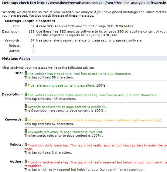 free meta tags analyzer