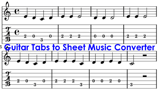 converting sheet music to tabs