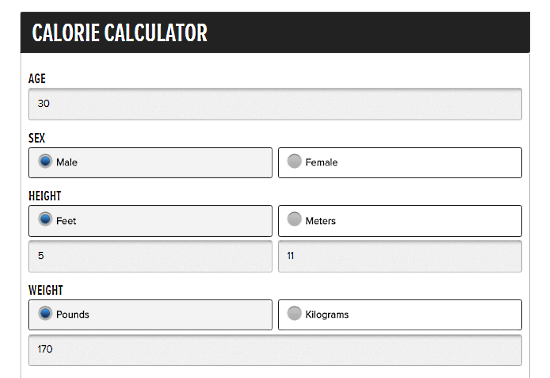 calorie calculator for weight loss