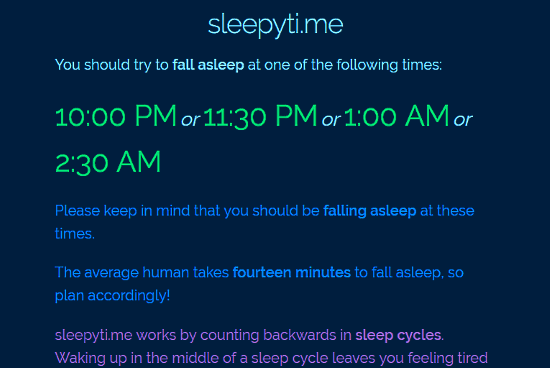 sleep time calc