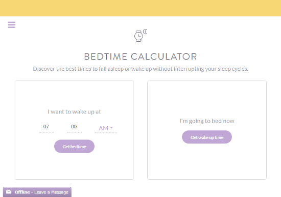 Bedtime: sleep cycle calculator