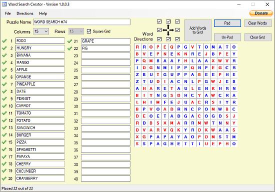 Word Search Creator: word search puzzle