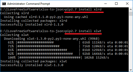 xls to json install dependencies python