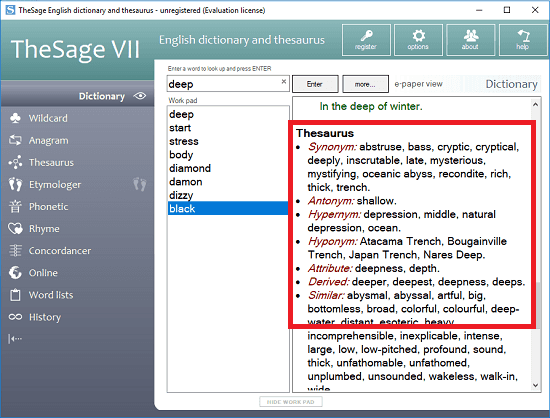 Free English Dictionary Software with Synonyms, Hypernyms, Holonyms