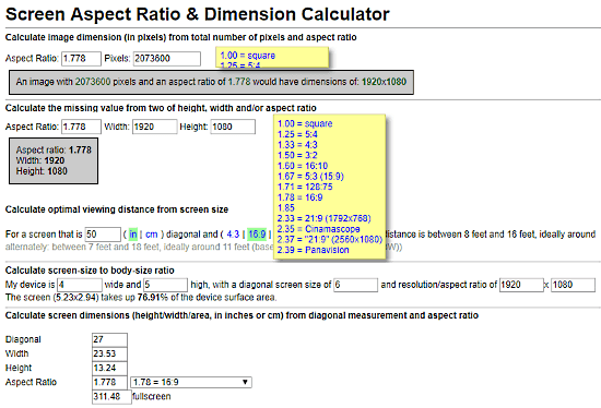 andrew hedges aspect ratio calculator