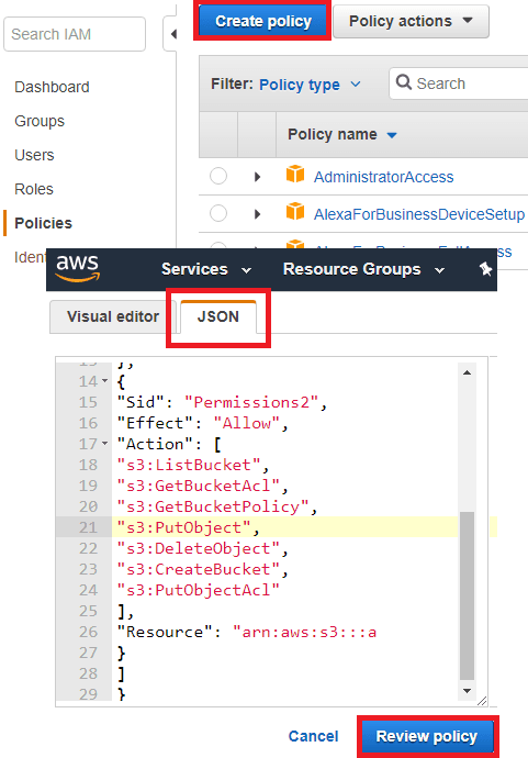 aws create IAM policy