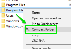 right click menu option of CompactGUI