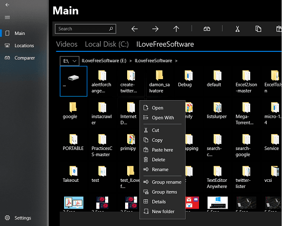 Free Multi Tab File Explorer Windows 10 App With File Comparison