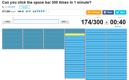 Online Spacebar Speed Test Challenge