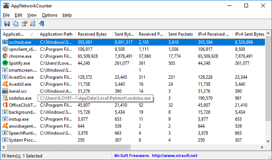 AppNetworkCounter 1.55 instaling