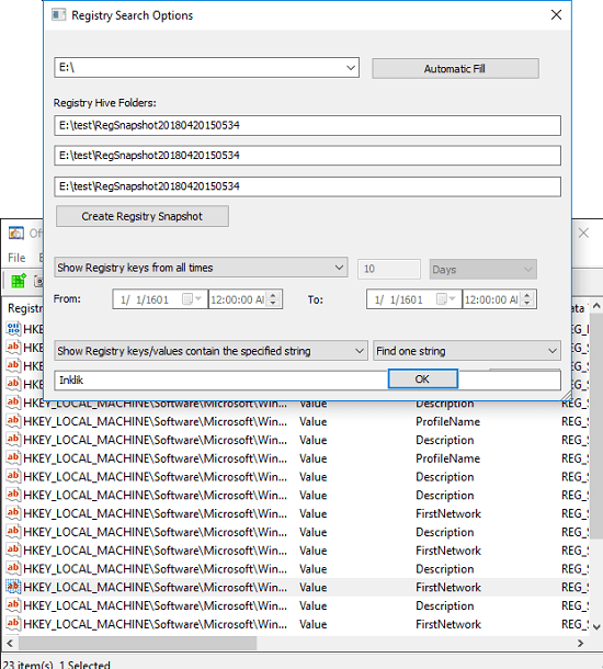 Free Software to Search Registry Keys in a Offline Registry Snapshot