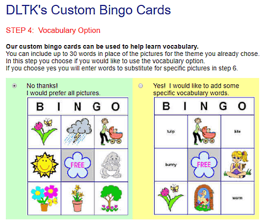 generate picture bingo card online