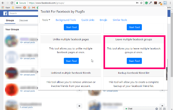 leave multiple Facebook groups at once