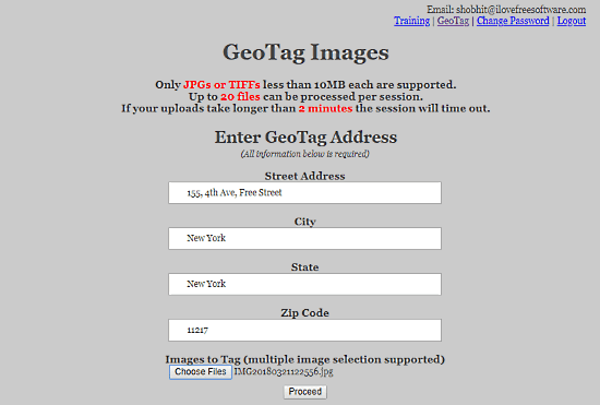 geoimgr online geotag photo