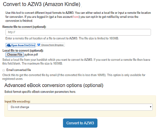 convert pdf to azw3 free