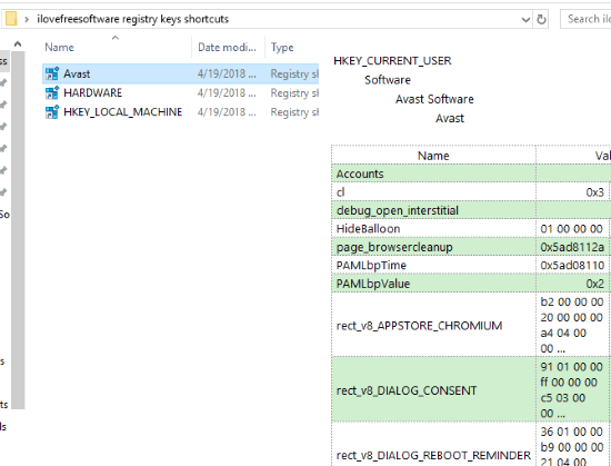 shortcut keys created of registry keys