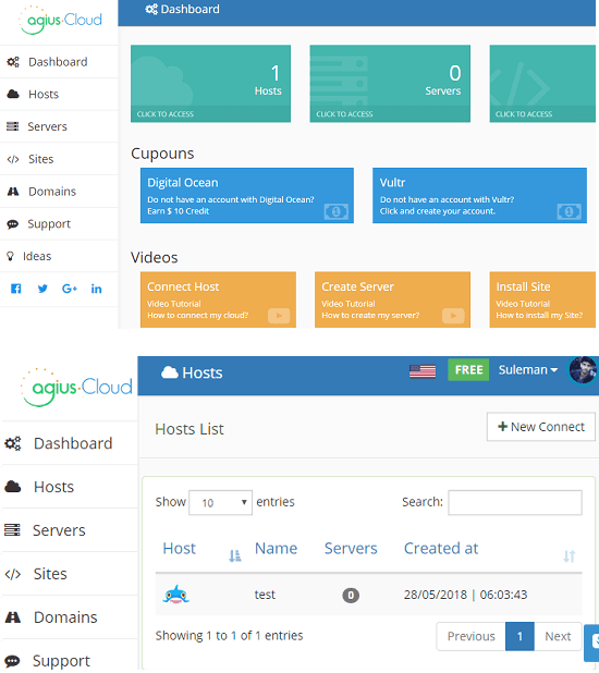 AgiusCloud free digital ocean manager