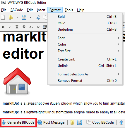 BBCeditor formatting tools