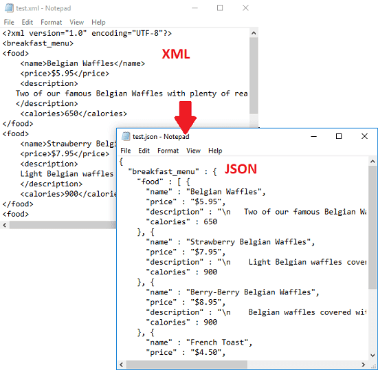 convert json to xml online