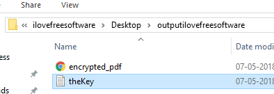 output pdf and decryption key