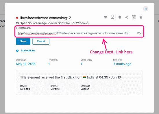 url shortener that let you change the destination link