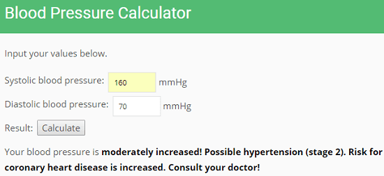 Healthiack free blood pressure calculator