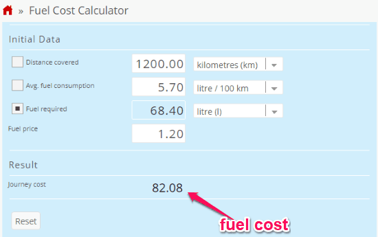 calculate trip fuel cost