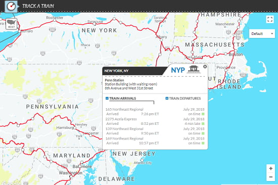 track Amtrak trains schedule