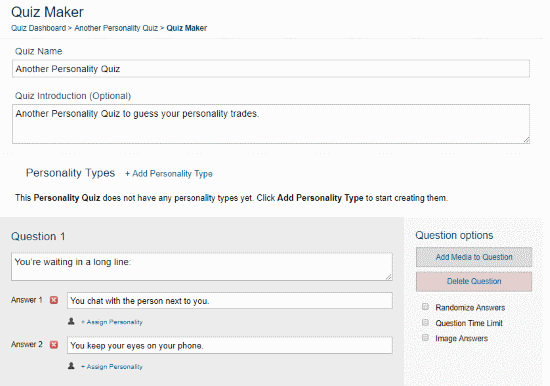free personality quiz maker