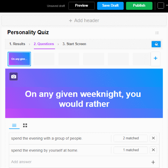 online free personality quiz maker