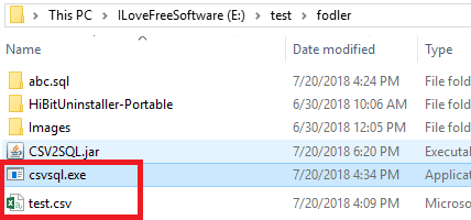 CSV2SQL folder structure