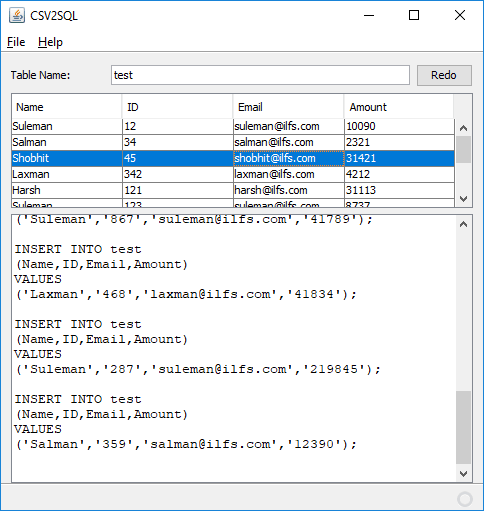 CSV2SQL free CSV to SQL converter software for Windows